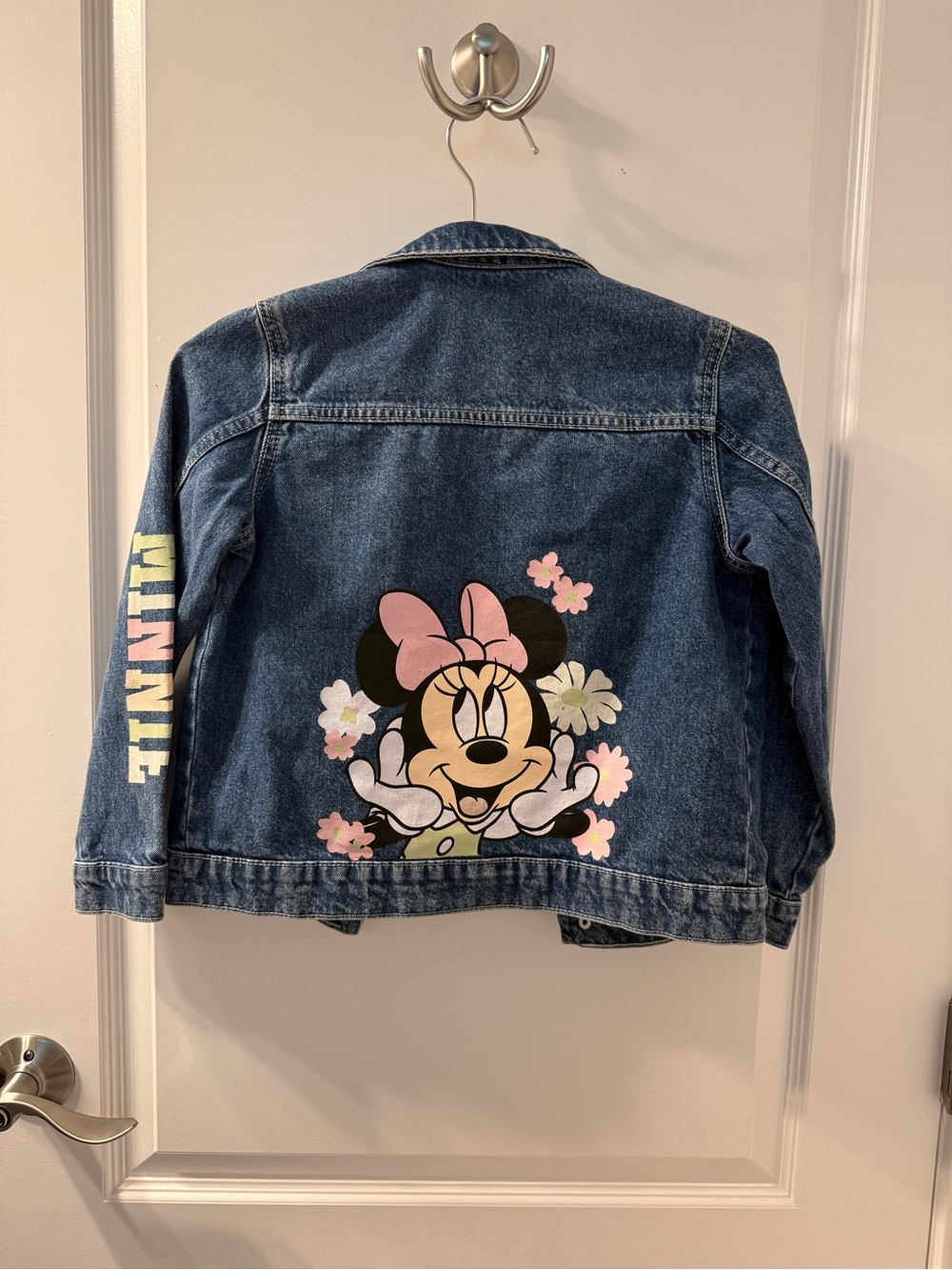H&M Blue Denim Minnie Mouse Jacket with Pink Minnie Accents